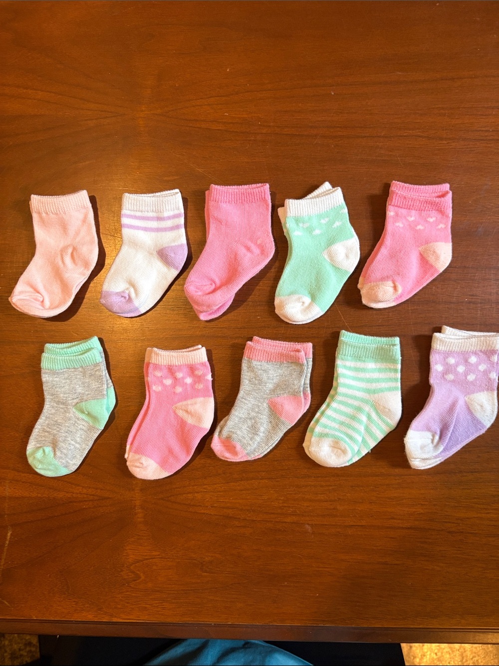 Assorted Pastel Baby Socks - 12 Pairs (Pink, Mint, Lavender)